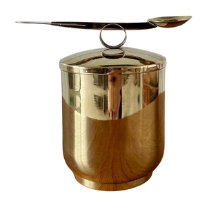 Elegant Polished Gold <b>Ice</b> <b>Bucket</b> <b>With</b> <b>Lid</b> & Coordinating Spoon Brings A Luxurious Touch To Upscale Entertaining Set For Parties - Product Image 4