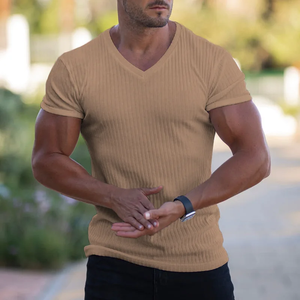 Camiseta Deportiva Casual de Verano para Hombre, Estilo Europeo Americano, Cuello Redondo, Color Sólido, Tejido Transpirable de Secado Rápido - Product Image 1