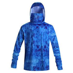Camiseta de manga larga estilo sudadera con capucha de alta calidad para hombre, con estampado por sublimación, protección UPF 50, con cubierta facial, para pesca. - Product Image 6