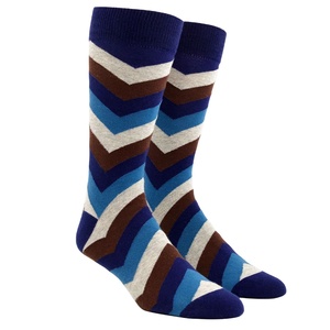 Chaussettes de sport mi-mollet bleu marine rayées respirantes tricotées pour la course à pied, pour adultes, tenue de sport d'été - Product Image 5