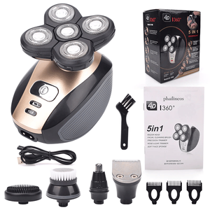 Rasoio elettrico ricaricabile 5-in-1 4D con testa calva rotante e rasoio per barba - Product Image 2
