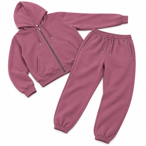 Ensemble décontracté deux pièces pour femme : sweat à capuche oversize zippé et pantalon de jogging décontracté à épaules tombantes - Product Image 2