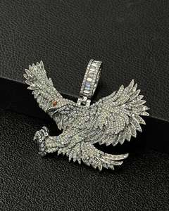 Custom Eagle Moissanite Luxury Pendant Necklace Fully Iced 925 Sterling Silver Silver Plated Lab Created Stone for <b>Gift</b> - Product Image 1