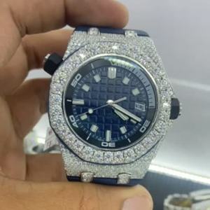 Reloj deportivo para hombre VVS Lab Grown, diseño personalizado, esfera redonda, tono dual, busto de Hip Hop, correa de goma, cronógrafo, deportes al aire libre - Product Image 1