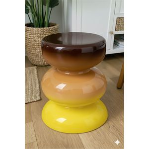 Mesa de Centro Redonda Apilable Moderna con Acabado Brillante Ombre, Taburete de Resina con Degradado Multicolor, Diseño para Sala de Estar - Product Image 1