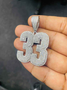 Pendentif numéro trente-trois en diamant de laboratoire, style hip-hop, collier de luxe pour homme, breloque tendance - Product Image 2