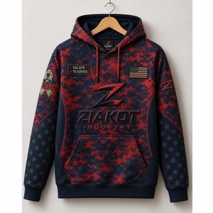 Sweat-shirt à capuche sport noir camouflage personnalisé, cousu sur mesure, de l'industrie Ziakot du Pakistan, modèle Salute To Service, vente en gros - Product Image 4