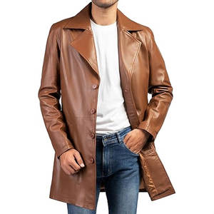 Abrigo de Cuero Genuino para Hombre, Talla Grande, Diseño de Última Moda, Antiarrugas, Relleno de Plumón Blanco, Cierre de un Botón, Manga Larga, Logotipo Personalizado OEM - Product Image 2