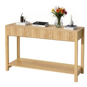 Mesa Consola Rectangular de Madera de 47 Pulgadas con Cajones de Almacenamiento Inferiores, Mesa Estrecha para Sofá, para Entrada, Sala de Estar, Estilo Rústico - Product Image 1