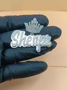 Pendentif Lettre Couronne en Argent Sterling 925 Plaqué Rhodium Moissanite Iced Out, Breloque Hip Hop, Cadeau Unisexe - Product Image 2