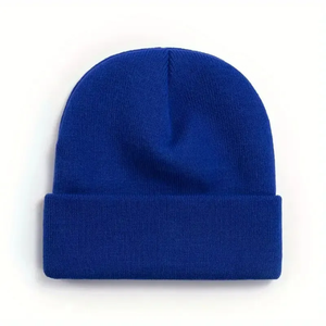 Custom Logo Plain Knit Beanie Hat Unisex <b>Winter</b> Warm Acrylic Skull <b>Cap</b> Bulk Blank Beanies for Embroidery Printing OEM ODM - Product Image 2