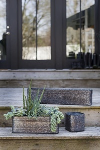 Maceta cuadrada de metal galvanizado con asas para plantación interior o exterior diseñador tradicional personalizable - Product Image 4