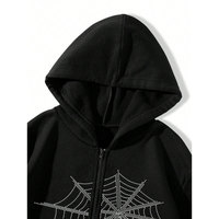Sudadera con Capucha Extra Grande con Diseño Personalizado de Araña con Pedrería, 350g, Mezcla de Poliéster/Algodón, Felpa Transpirable y Ecológica