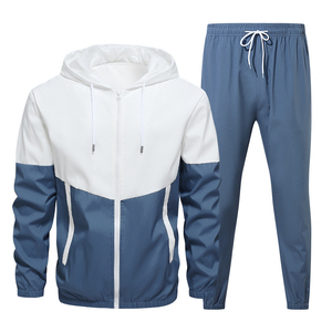 Chándal con capucha para hombre, color blanco y naranja, sudadera con cremallera y manga larga, con bolsillos, corte regular, deportivo - Product Image 3