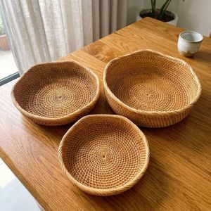 Ensemble de 3 paniers de rangement ronds en rotin, paniers tissés à la main pour l'organisation et la décoration de la maison - Product Image 4