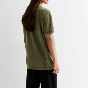 Camiseta de Algodón Lavado al Ácido Estilo Vintage para Mujer, Personalizable, de Manga Corta, Transpirable, Ecológica, Antiarrugas, con Logotipo Frontal OEM - Product Image 6