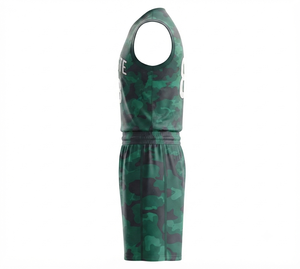 Ensemble de maillots de basket-ball camouflage vert personnalisé, uniforme sans manches sublimé, respirant, vêtements de sport d'équipe, hommes, jeunes, entraînement sportif - Product Image 4