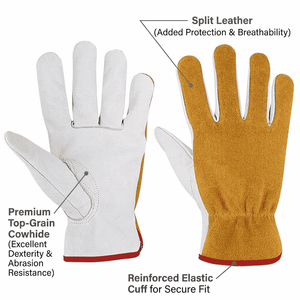 Guantes de Conducción de Cuero de Vaca de Alta Calidad, Resistentes al Calor y a las Chispas, Protección para Manos, Guantes de Jardinería - Product Image 4
