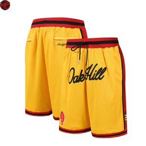 Pantalones Cortos de Baloncesto de Lona Vintage Personalizados al por Mayor para Hombre, de Alta Calidad, Transpirables, de Secado Rápido, 100% Poliéster, Corte Medio - Product Image 2