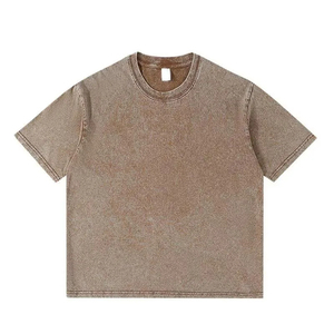 <b>Top</b> Trending High Quality Custom Logo Acid Washed <b>Distressed</b> Heavyweight Cotton Blank Oversized 100% Cotton T-shirt for Men's - Product Image 5