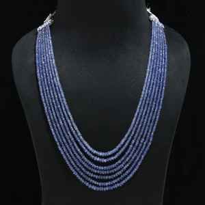 Collar de Tanzanita Natural AAA+ con Cuentas Redondas Lisas de 7 Capas, Joyería de Piedras Preciosas Raras, Regalo para Ella, Collar de Lujo - Product Image 4