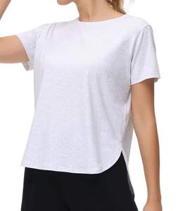 T-shirt décontracté pour femme à manches courtes, couleur unie, coupe ample, doux, respirant, confortable pour l'été, tee-shirt basique - Product Image 4