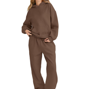 Nouveau design – Survêtement d'hiver pour femme avec capuche en polaire, 100 % coton, doux, respirant, décontracté, coupe longue – Survêtement femme pas cher - Product Image 4