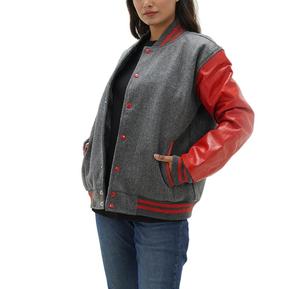 Vestes universitaires pour femmes personnalisées en gros Nouveau style tendance Cuir de vachette en laine Broderie en lin Tissu tissé d'hiver OEM - Product Image 3