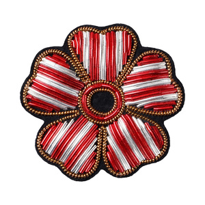 Handcrafted High Quality Classical Style Bullion Embroidery Brooch with Custom Design Canvas Fabric and Safety <b>Pin</b> Attachment - Product Image 6