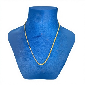 Chaîne en or massif 22 carats pour hommes et femmes, collier à maillons cylindriques en or jaune authentique, bijoux fins faits à la main en Inde, à porter au quotidien, cadeau - Product Image 1