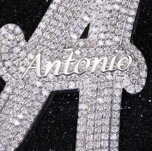 Colgante de moissanita con diamantes personalizados, colgante de hip hop con letras del alfabeto, colgante con inicial personalizada, collar de regalo para él y para ella - Product Image 5