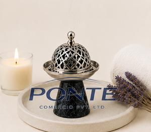Attractive Design <b>Bakhoor</b> Burner with Natural Black Marble Base and Silver Metal Lid <b>Oud</b> Incense Holder for Home Decor - Product Image 4