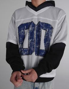 Camiseta de fútbol de hombre con serigrafía personalizada, ropa de calle OEM, camiseta de fútbol Retro de algodón y poliéster Vintage con decoración de patrón - Product Image 3