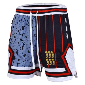Pantalones Cortos de Baloncesto Sublimados para Hombre al por Mayor, con Bolsillo con Cremallera, de Malla, Estampado Vintage, Estilo Deportivo Urbano - Product Image 6