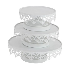White 3-Tier Cake Stand With Lace Design Plastic Reusable Multi-Layer Display Tray - Product Image 3