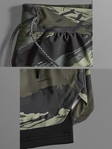Shorts de sport pour homme à séchage rapide, imprimé camouflage, avec cordon de serrage à la taille et poches, décontractés et sportifs - Product Image 4