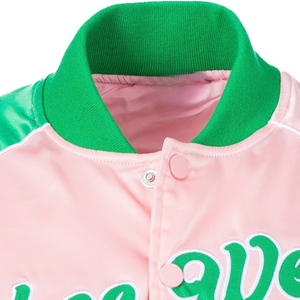 Skee Wee Bomber <b>Jacket</b> Pink Green <b>Women</b> Embroidered Sorority Varsity Coat Casual Streetwear Zip Up Outerwear Fashion <b>Lightweight</b> - Product Image 5