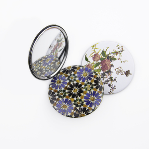 Wholesale Vintage Floral Geometric Round Pocket Mirror Custom Printed Mini Compact Makeup Mirror Cosmetic Tool Wood <b>Coasters</b> - Product Image 1