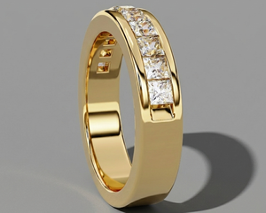 Bague de fiançailles et de mariage pour femme JURA JEWEL en or jaune, diamant de laboratoire taille princesse, luxe, certifié IGI, 7,27 g - Product Image 4