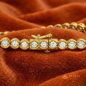 Bracelet tennis en moissanite, bracelet à maillons fins, bijoux de mode pour femmes, finition dorée, bijoux élégants pour tous les jours, cadeau - Product Image 4