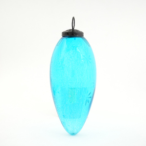 Adorno Navideño de Cristal Turquesa en Forma de Gota, Estrella Grabada, Decoración Vintage para Árbol de Navidad - Product Image 1