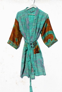 Kimono de seda para mujer bohemio vintage Kimono de gasa de verano - Product Image 3