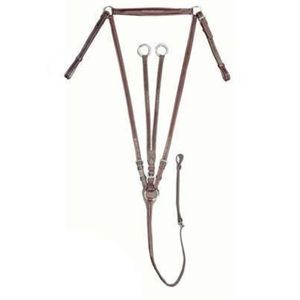 Genuine Leather Breastplate Removable Running Attachment 5 Way Adjustable Fancy Stitch English Horse Riding Gear - Product Image 1