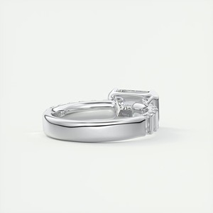 <b>Emerald</b> Cut Lab Grown Diamond <b>Ring</b> 2.07CT 925 <b>Silver</b> Half Bezel 3MM Band Elegant Minimal Statement Daily Jewelry - Product Image 4
