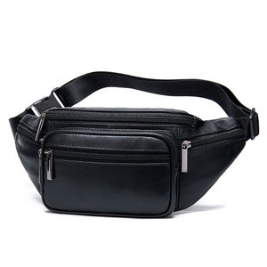 Bolsos de cintura de cuero genuino para hombre, los más vendidos, multifuncionales y elegantes, de color liso, para exteriores. - Product Image 1