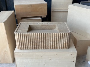 Travertine Marble Rectangular Sink Handmade Natural Stone Wash <b>Basin</b> Integrated Bathroom Countertop <b>Basin</b> Beige Stone Sink - Product Image 2