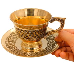 Pure Brass <b>Tea</b> Cup & Saucer <b>Set</b> of 1 <b>Antique</b> Vintage Design Pital Cup Saucer Traditional Indian Brassware for <b>Tea</b> Coffee Gifting - Product Image 2