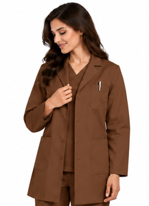Blouse de laboratoire personnalisée pour femme, blanche, à manches longues, uniforme médical professionnel, respirante, en polycoton, pour hôpital et laboratoire - Product Image 6