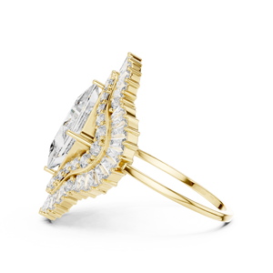 Anillo de Compromiso de Oro Amarillo de 14K con Diamante Cultivado en Laboratorio Certificado por IGI, Corte Princesa de 3 CT y Corte Baguette Lateral, Aniversario, Boda - Product Image 4