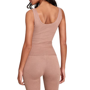 Ensemble de yoga sans couture personnalisé pour femmes, soutien-gorge de sport en dentelle et pantalon de fitness taille haute, couleur unie - Product Image 5